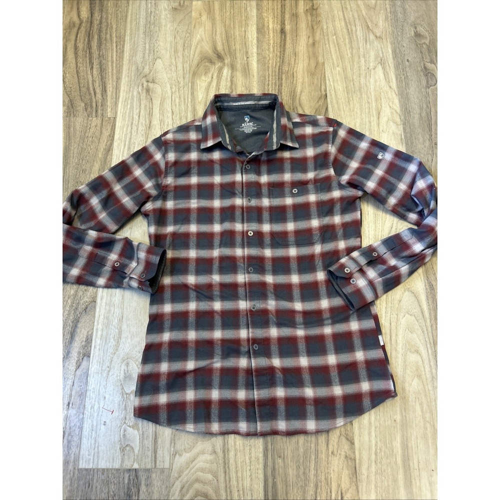 KUHL Independent Flannel Button Down Shirt Men‎ Med Red/gray Hiking Outdoors